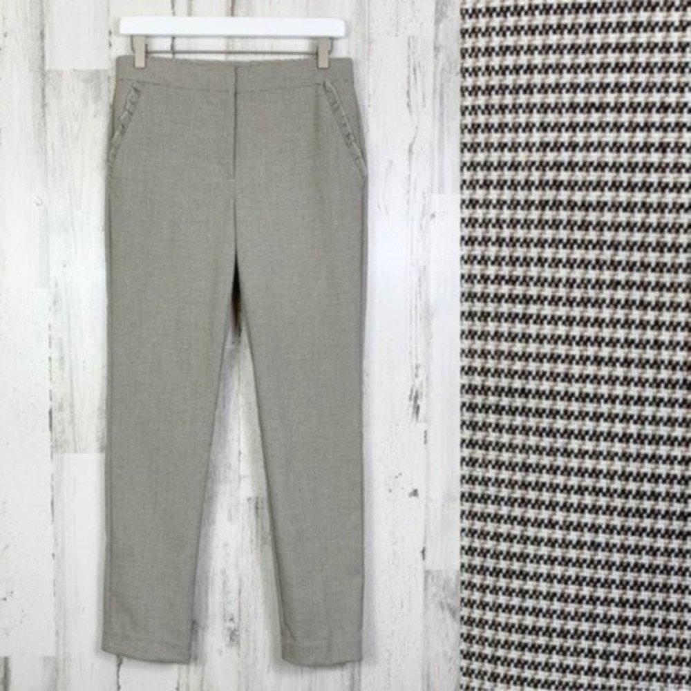 Zara Houndstooth Ruffle Pocket Skinny Crop Pants
